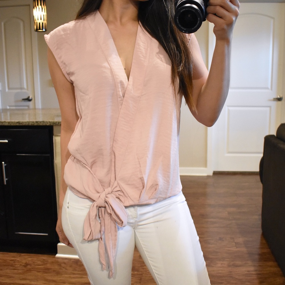 🏷 SALE - Sleeveless Surplice Top with Front Tie